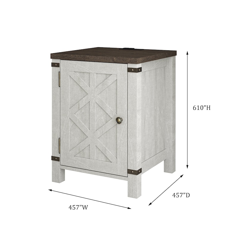 Farmhouse End Table with Charging Station and Storage - 24" in Height