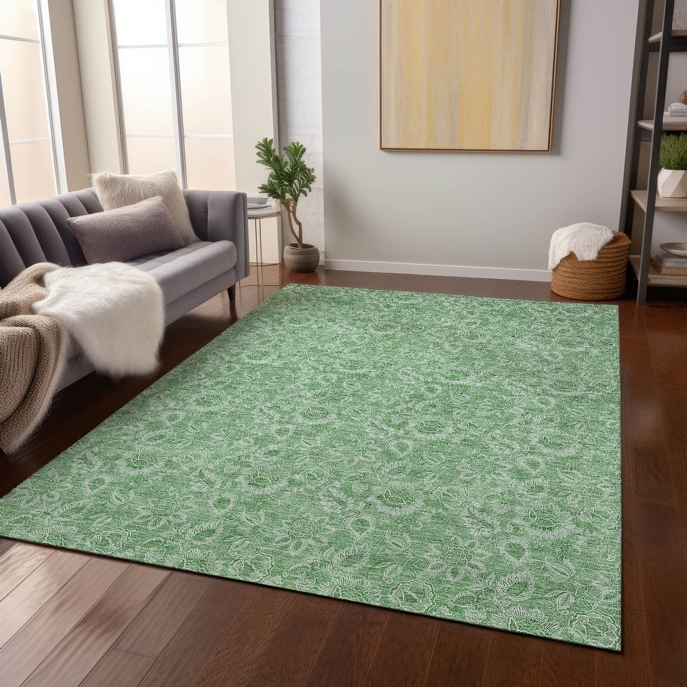 Machine Washable Indoor/ Outdoor Chantille Floral Rug