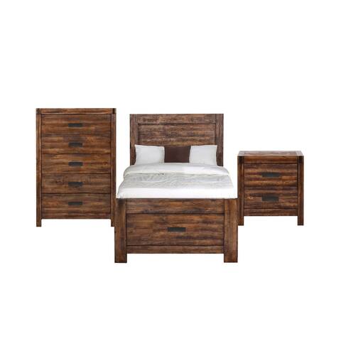 Picket House Furnishings Wren Twin 3PC Platform Storage Bedroom Set In Chestnut
