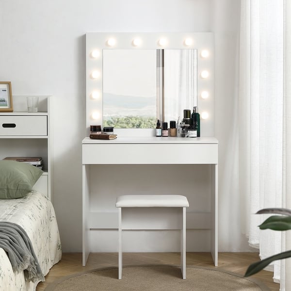 Makeup Vanity Dressing Table with Drawer Upholstered Stool - Bed Bath &  Beyond - 40753918