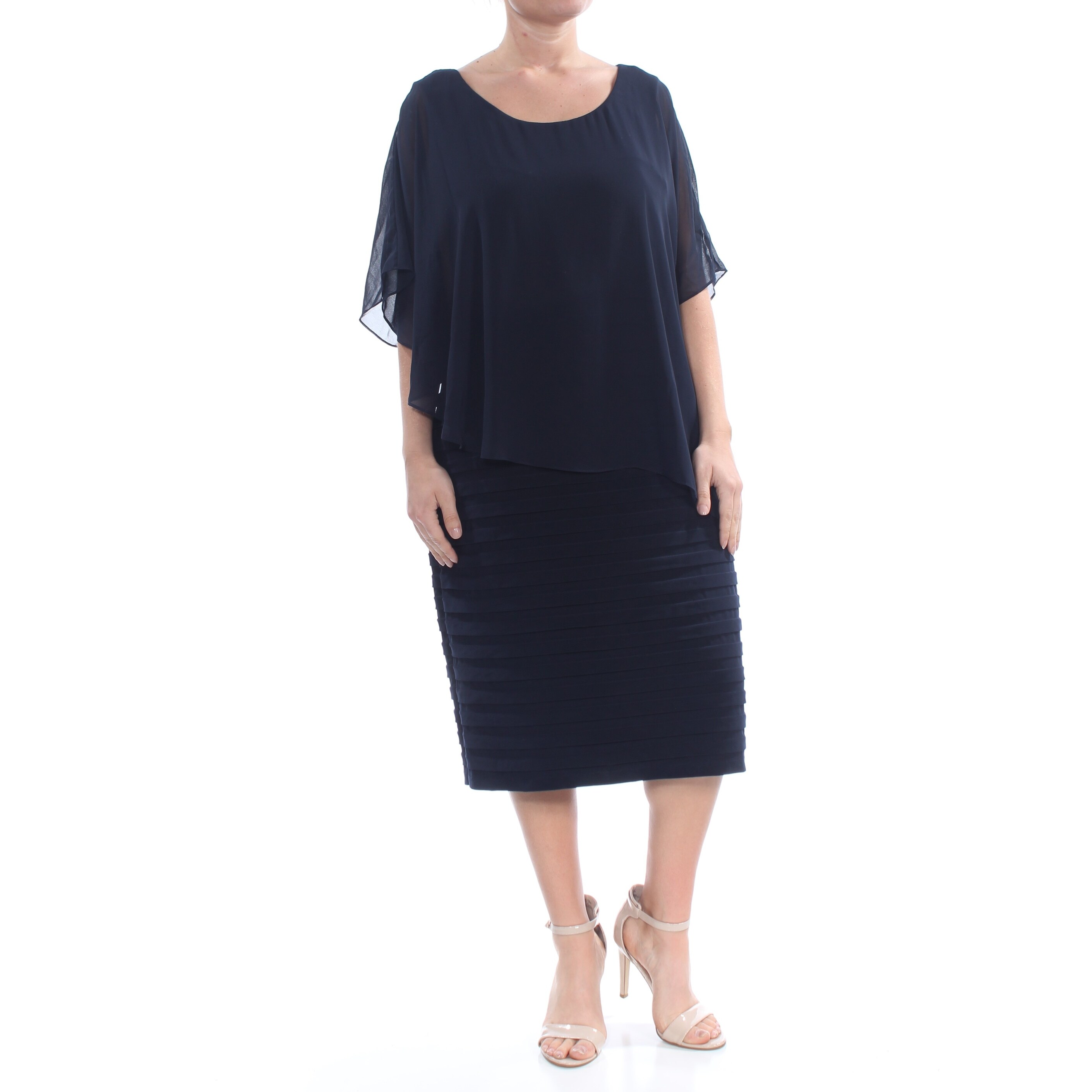 betsy and adam plus size cape dress