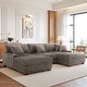 preview thumbnail 78 of 153, 118.4"W Plush Modular Sectional Sofa with Pillows Brown - Symmetrical