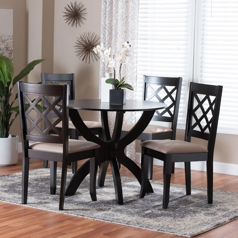 Savina Modern Fabric and Wood 5-Piece Dining Set