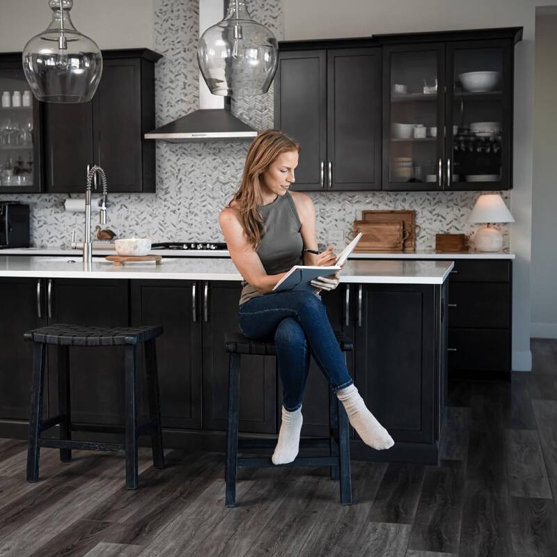 Maven Lane Noah Backless Kitchen Dining Stool with Vegan Leather