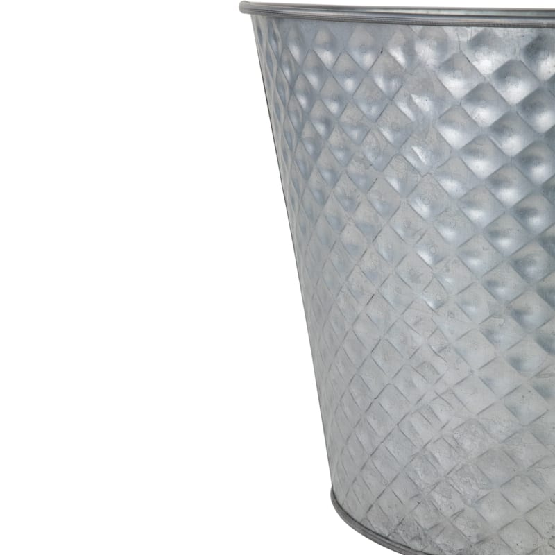 14" Silver Zinc Bucket Christmas Tree Collar