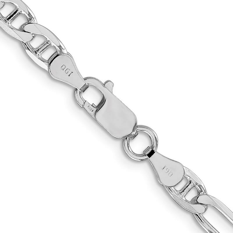 Curata 925 Sterling Silver Rhodium 5.5mm Figaro Mariner Anchor Chain Necklace for Men