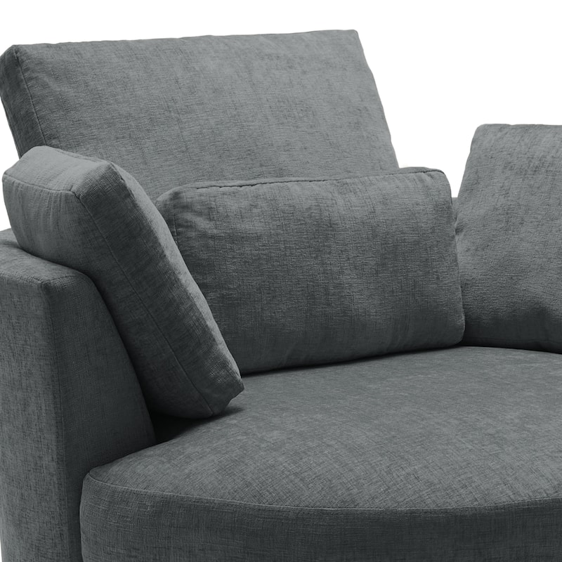 41" W Oversized Accent Barrel Swivel Chair with Moon Storage Ottoman