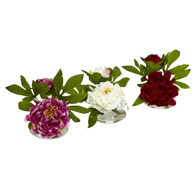Floral Vase Set of 3 - Small Decorative Vases with Artificial Flowers - Home Decor for Tables & Shelves - 6