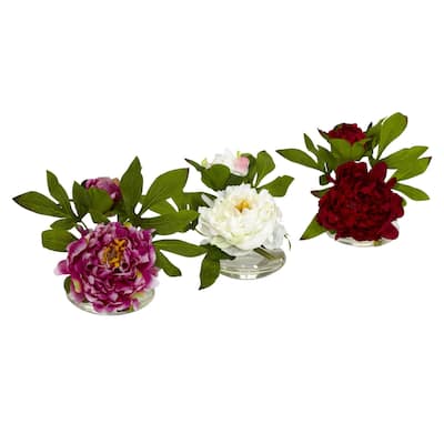 Floral Vase Set of 3 - Small Decorative Vases with Artificial Flowers - Home Decor for Tables & Shelves - 6