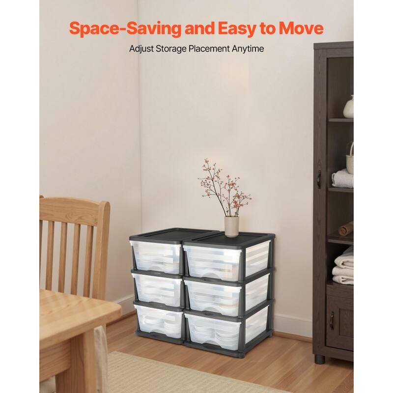 Multi-Purpose Plastic Storage Drawers with Transparent Front and Rolling Cabinet for Bedroom or Kitchen