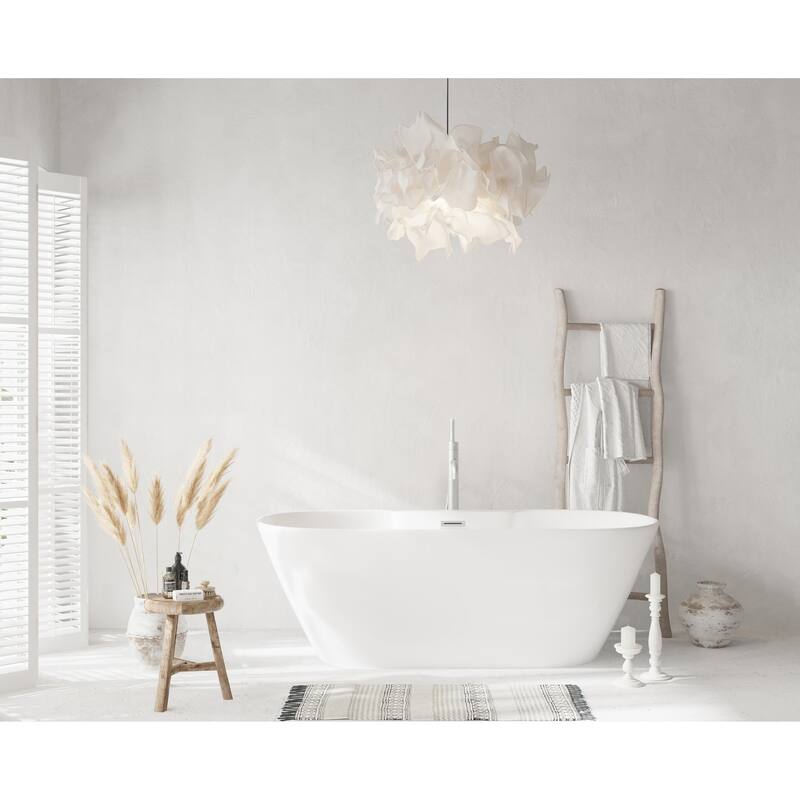 Nicolette Bathtub in Glossy White - Glossy White with Brushed Nickel Trim - 67"