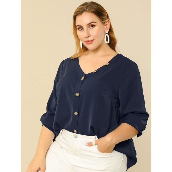 Plus size navy blouse