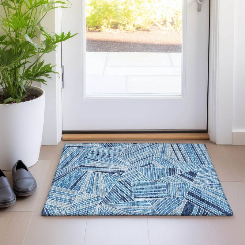 Premium Washable Super Soft Modern Mosaic Mayfield Rug - Blue - 1'8" x 2'6"