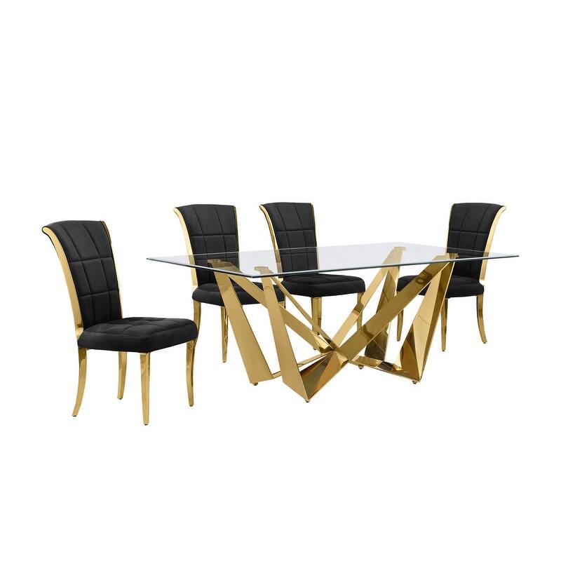 Best Quality Furniture D400/1-SC320-7 Dining Set with 78" 12mm Glass with Bevel