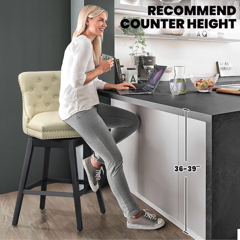 26"/29" Faux Leather Swivel Counter and Bar Height Stools (Set of 1/2/3/4)