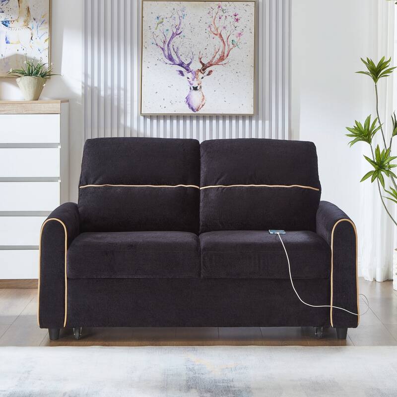 Pull Out Sofa Bed, 58-inch Sofa Bed, Sleeper Sofa, Loveseat Sofa with Adjustable 3 -Position Backrest