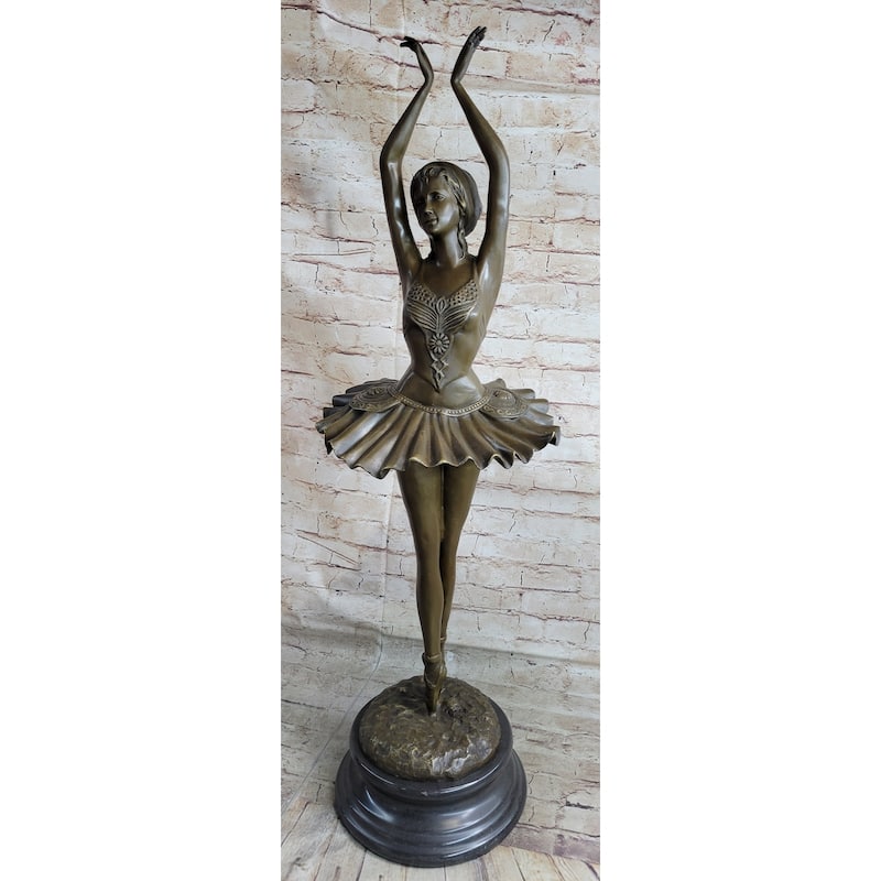 Ballerina Ballet Dancer Bronze Statue Sculpture Signed Collect 33 Inches X 10 Inches