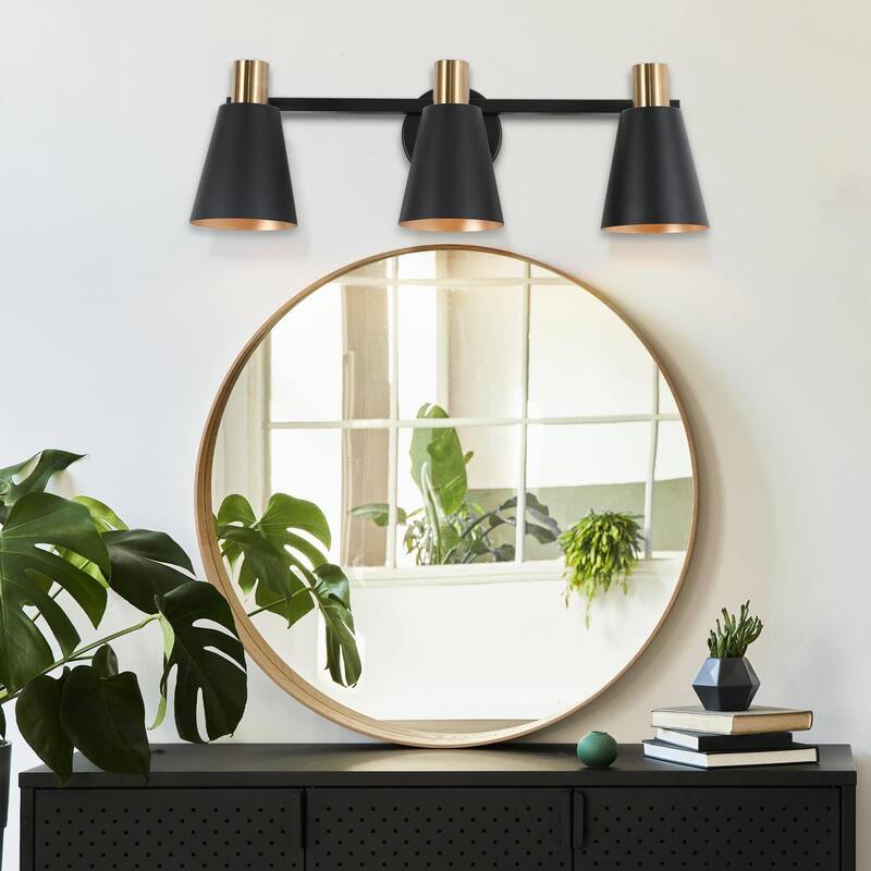 22'' Modern Farmhouse 3light Dimmable Bathroom Vanity Lights Black