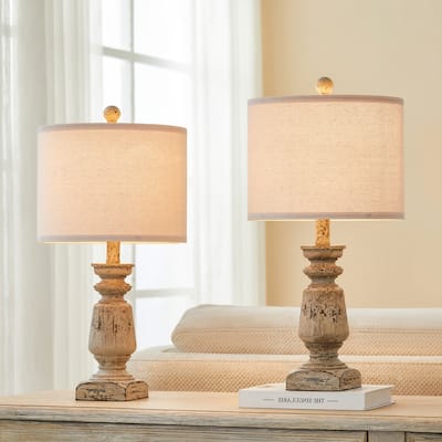 KAWOTI Farmhouse Table Lamp Set (Set of 2) - 11" W x 21.75" H