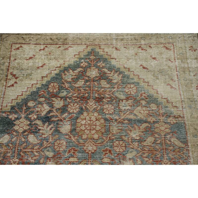 Hand Knotted Oriental 100% Wool Carpet Traditional Floral Navy Blue & Blues Malayer Runner Rug - 9' 5'' X 3' 0''