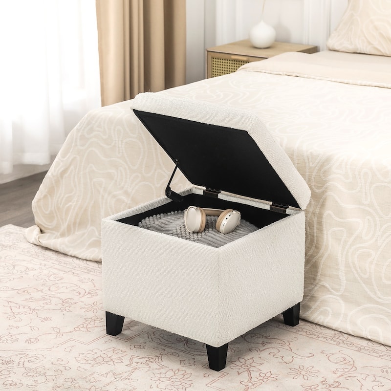 Adeco Bonded Leather Square Tufted Cubic Cube Storage Ottomans