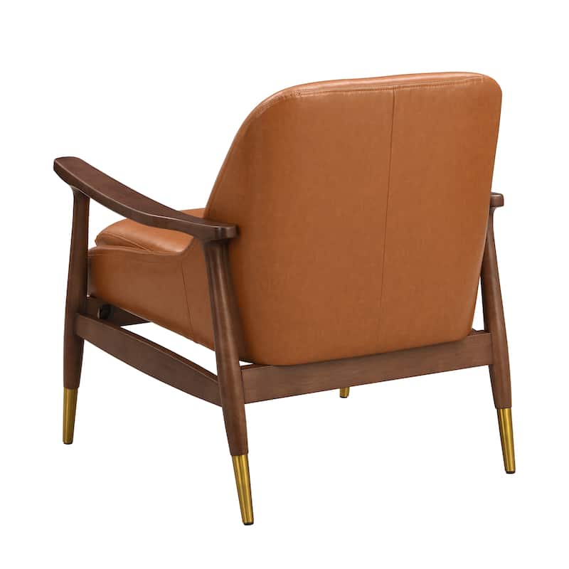 Mid-Century Faux Leather Accent Chair