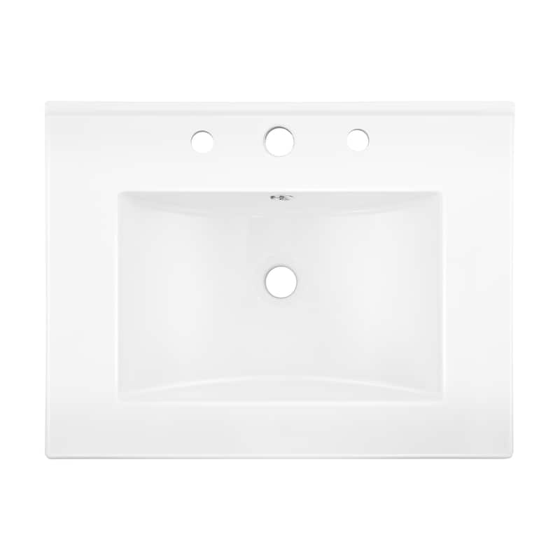 Aubert 3-Hole Classic Contemporary Rectangular Ceramic Single Sink Basin Vanity Top, by JONATHAN Y