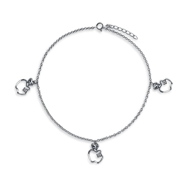 Key And Lock CZ Heart Dangle Charm Anklet Chain Ankle Bracelet For Women 925 Sterling Silver Adjustable 9 To 10 Inch