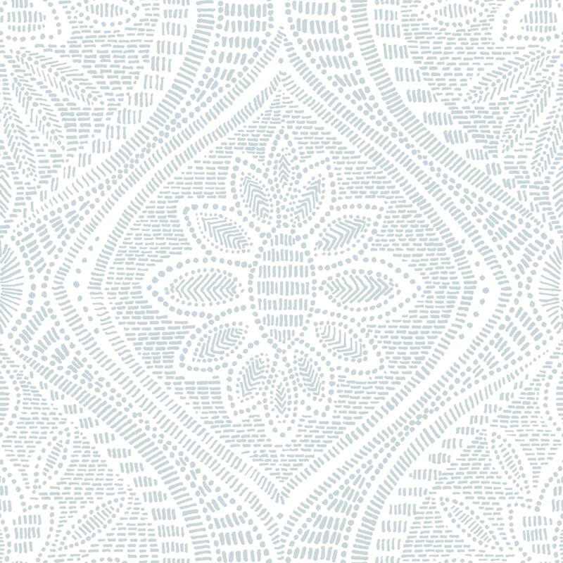A-Street Prints Scout Light Blue Floral Ogee Wallpaper