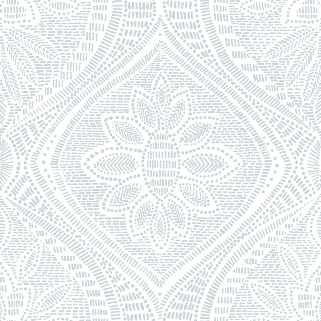 A-Street Prints Scout Light Blue Floral Ogee Wallpaper