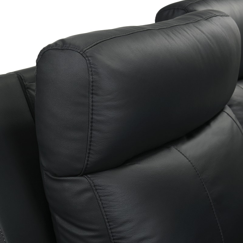 Furniture of America Joren Modern FSC Certified Leather Match Power Recline Sectional with Console and USB Port