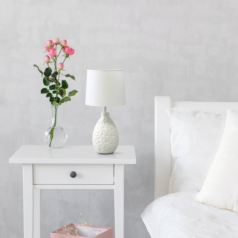 14.17" Textured Tear Drop TableLamp with White Fabric Shade