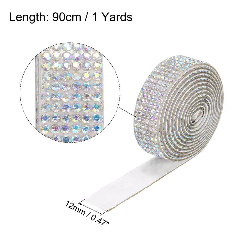 3 Roll 1 Yard 12mm Self Adhesive Crystal Ribbon - Colorful,White