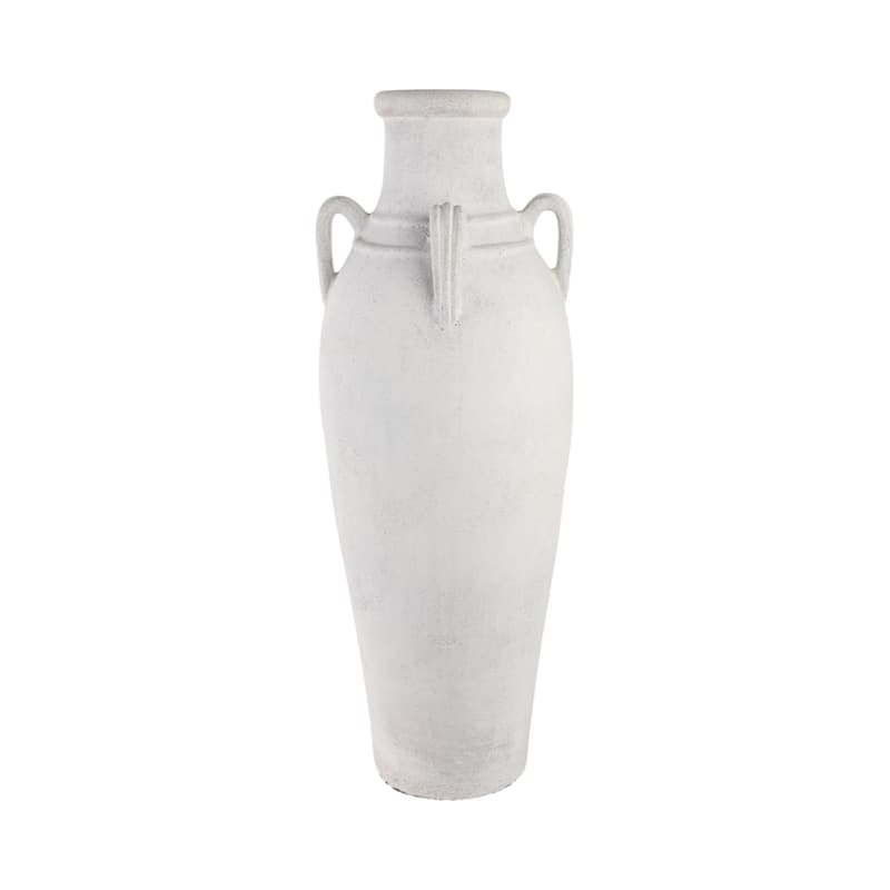 Ceramic Rustic Dual Handles Floor Vase - Ivory, 39"