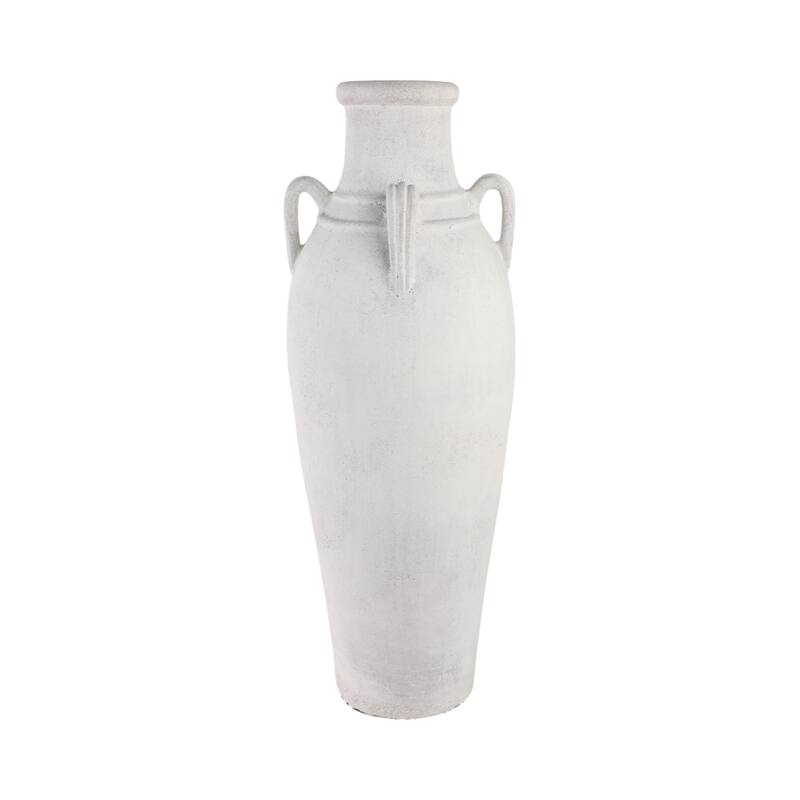 Pottery Terracotta Floor Vase Rustic Dual Handles - 39" Ivory - Ivory/ Tan - 14" x 15" x 39"