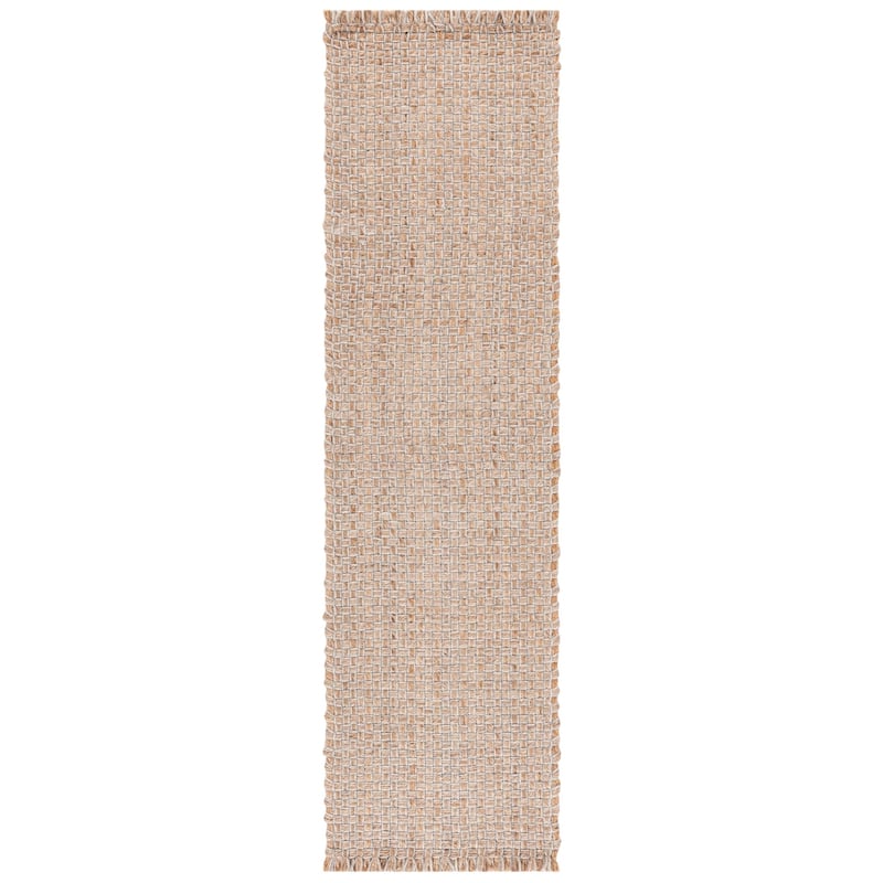 SAFAVIEH Handmade Natural Fiber Karma Farmhouse Fringe Jute Rug - 2'3" x 8' Runner - Natural/Ivory