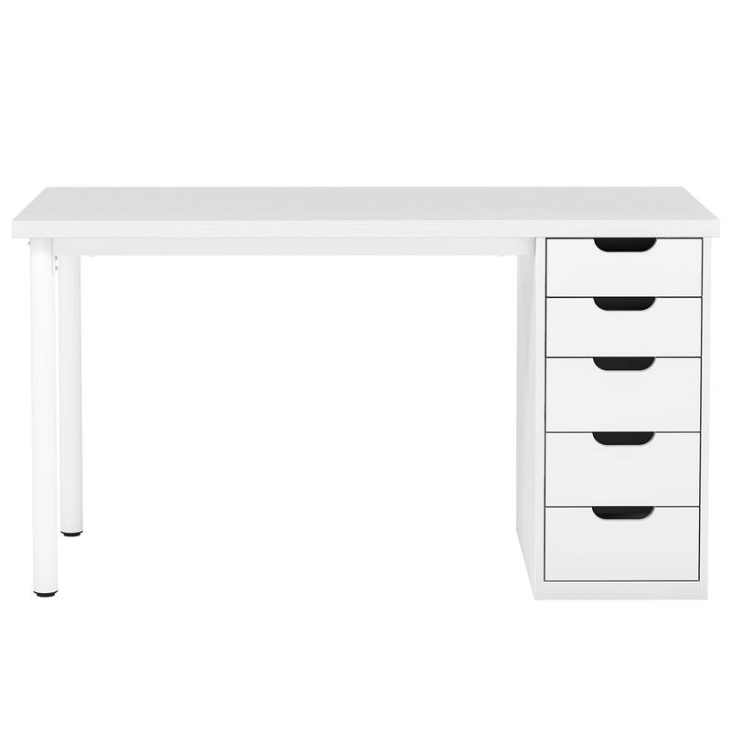 Modern Vanity Desk with 5 Reversible Drawers, Multiple Storage Makeup Desk, Christmas Gift for Home Use