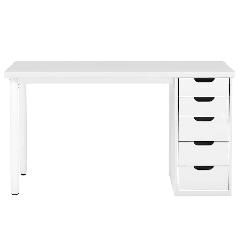 Vanity Desk with 5 Drawers, Modern Makeup Desk with Mulitple Storage, Gifts for Christmas