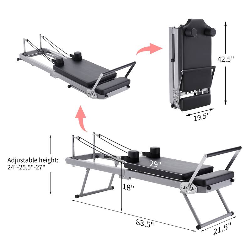 ZENOVA Pilates Reformer，Foldable Pilates Reformer Machine for Home and Gym Use