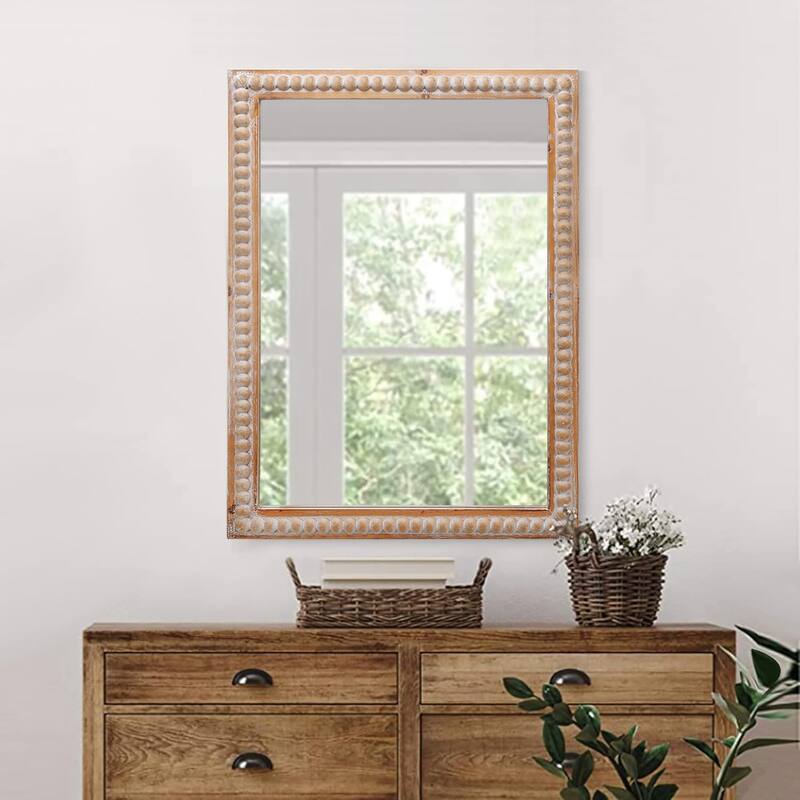 GDF Studio - Elara Wood Framed Beaded Wall Mirror