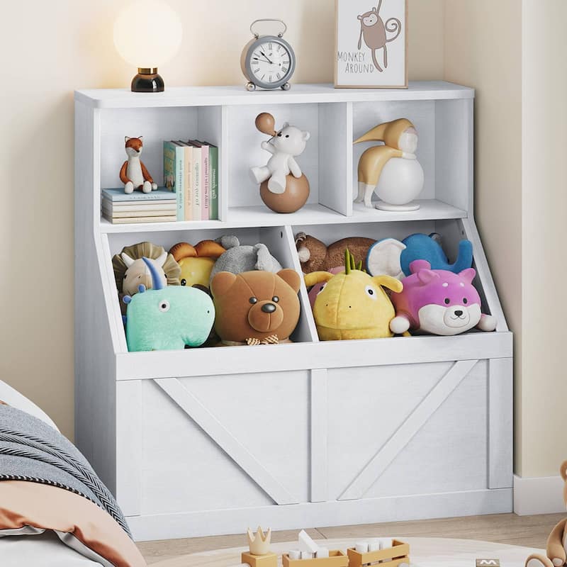 Kids Bookshelf and Toy Storage Cabinet for Playroom
