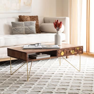 SAFAVIEH Raveena 1-Drawer 1-Shelf Living Room Coffee Table - 40" W x 21.3" L x 15.7" H