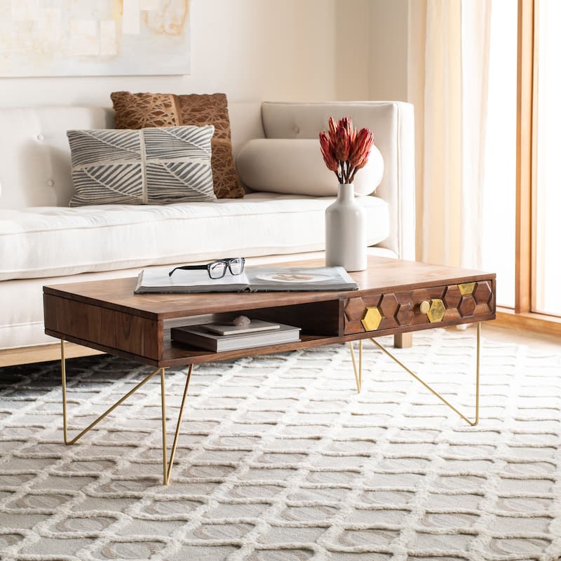 SAFAVIEH Sebahate 1-Drawer 1-Shelf Living Room Coffee Table - 40" W x 21.3" L x 15.7" H - 40Wx21Dx16H