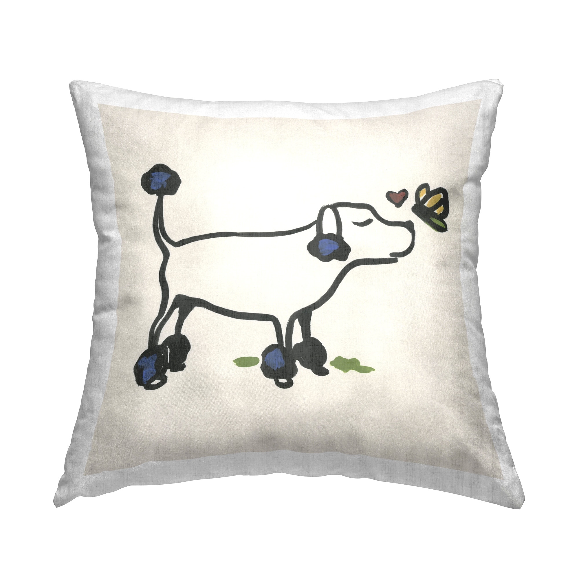 Stupell Dog & Butterfly Decorative Printed Throw Pillow Design by June Erica Vess