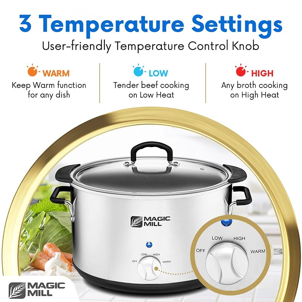 Extra Large 10 Quart Slow Cooker With Metal Searing Pot Tempered