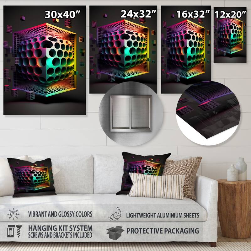 Designart 'Multidimensional Luminogram I' Modern Geometric Metal Wall Art