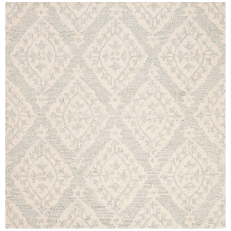 SAFAVIEH Handmade Micro-Loop Hyeong Wool Rug - 5' Square - Light Blue