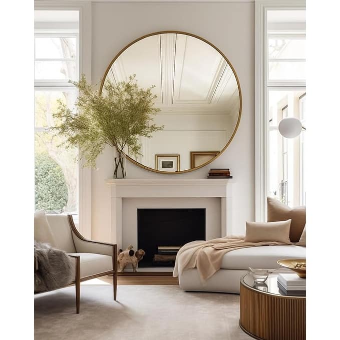39 Inch Metal Framed Round Bathrrom Mirror for Wall