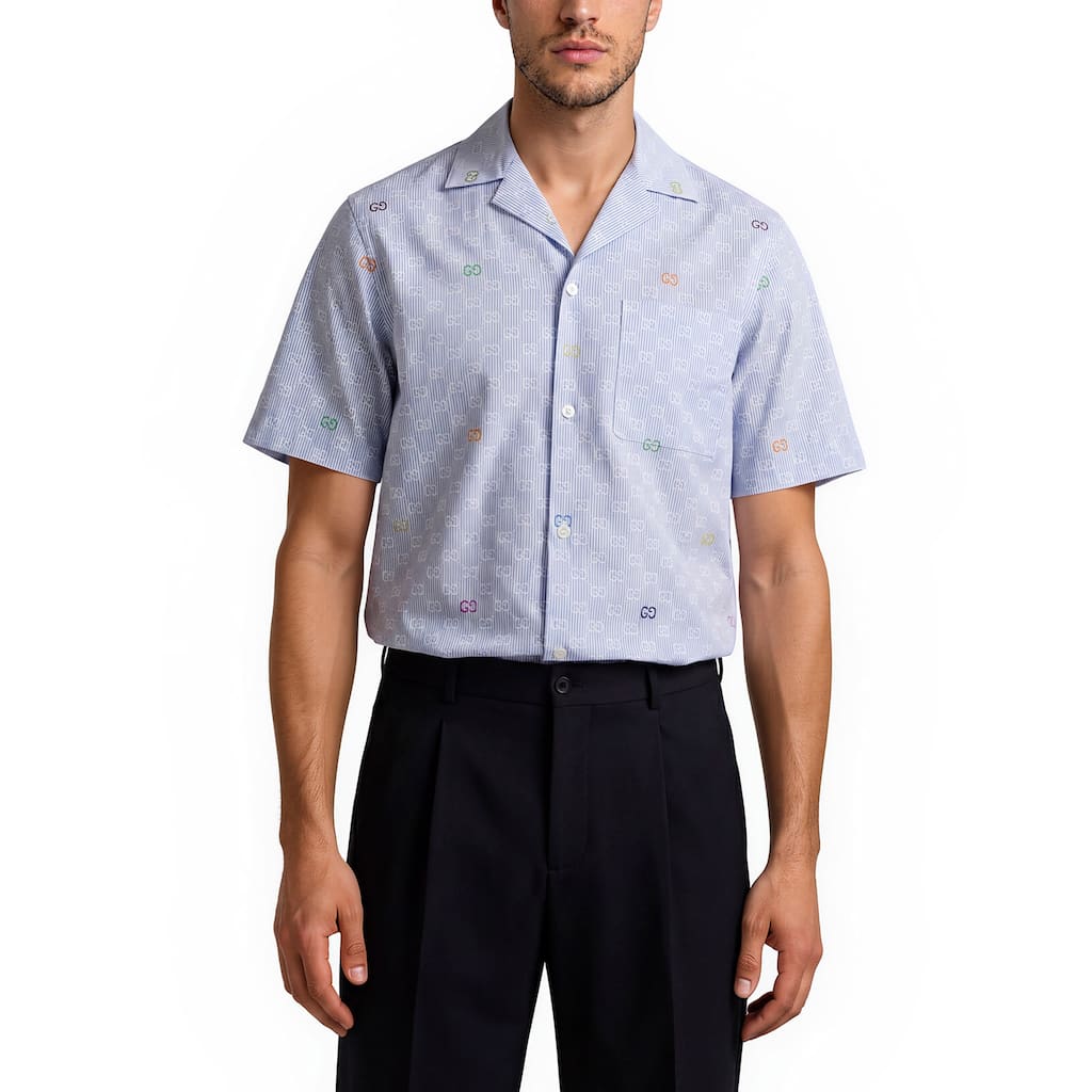 Gucci Men's Multicolored GG Striped Shirt