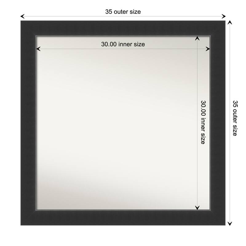 Corvino Black Framed Non-Beveled Custom Wall Mirror, Bathroom Vanity Mirror - Outer Size: 35 x 35